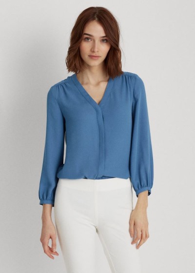 Tops Ralph Lauren Mujer Azules - Pleated Georgette - YKZJA4802